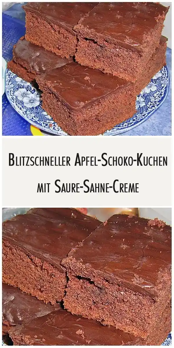 Blitzschneller Apfel-Schoko-Kuchen mit Saure-Sahne-Creme