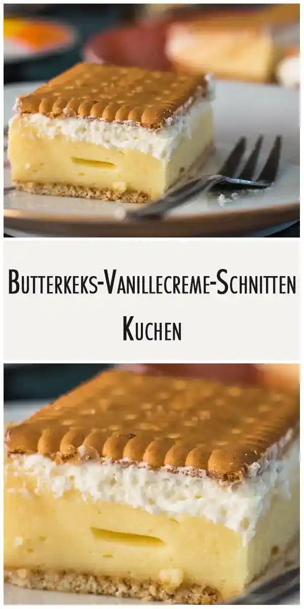 Butterkeks-Vanillecreme-Schnitten Kuchen – Butterkeks Torte ohne backen