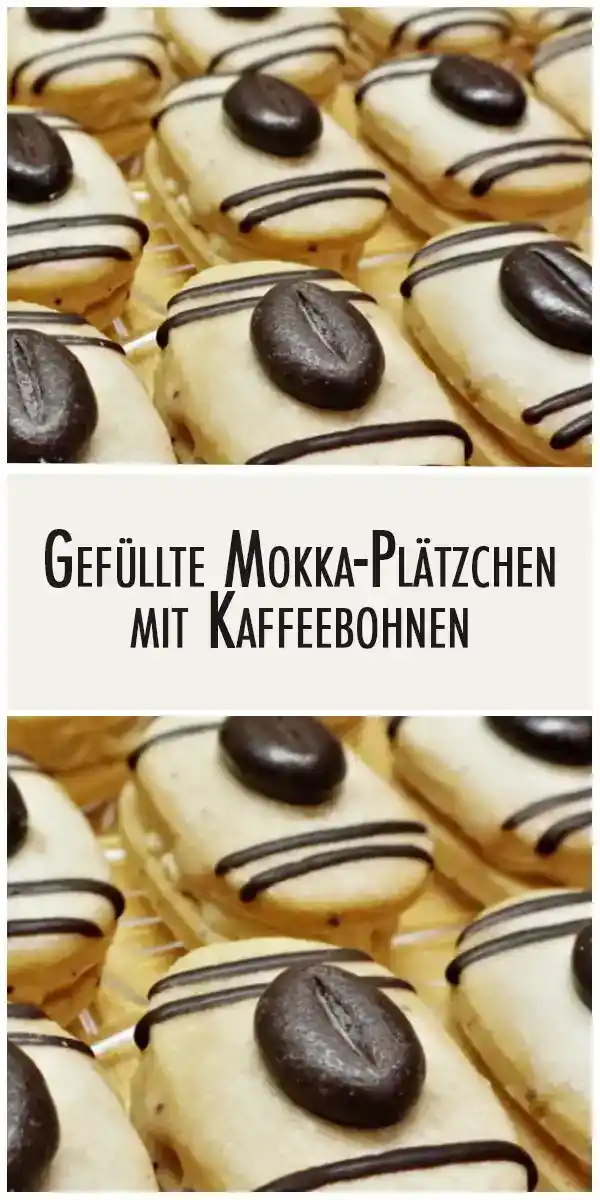 Gefüllte Mokka-Plätzchen mit Kaffeebohnen 1 Gefüllte Mokka-Plätzchen mit Kaffeebohnen