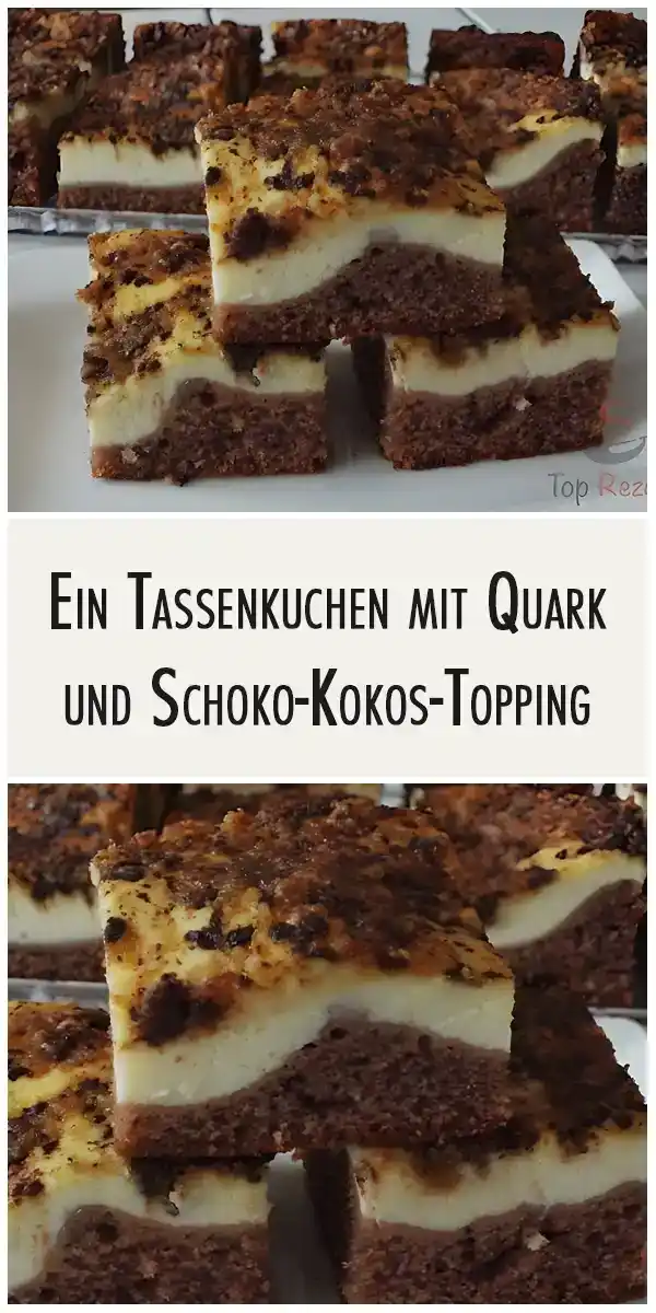 Ein Tassenkuchen mit Quark und Schoko Kokos Topping
