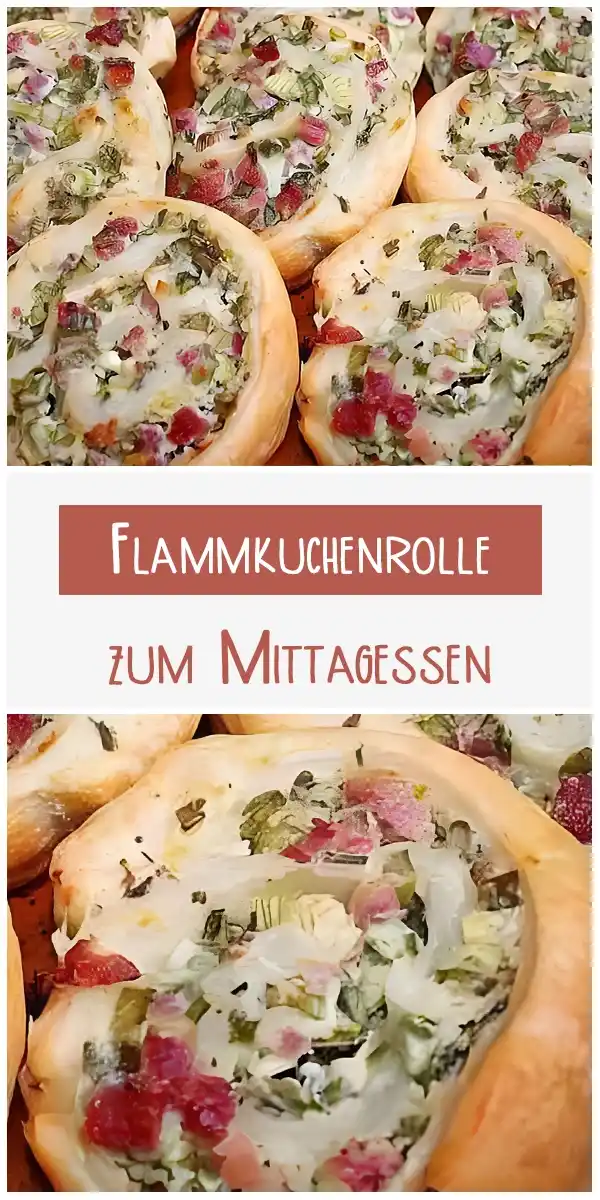 Flammkuchenrolle zum Mittagessen, sehr einfach!