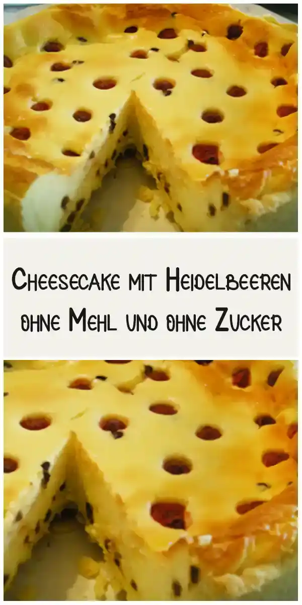 Cheesecake mit Heidelbeeren ohne Mehl und ohne Zucker