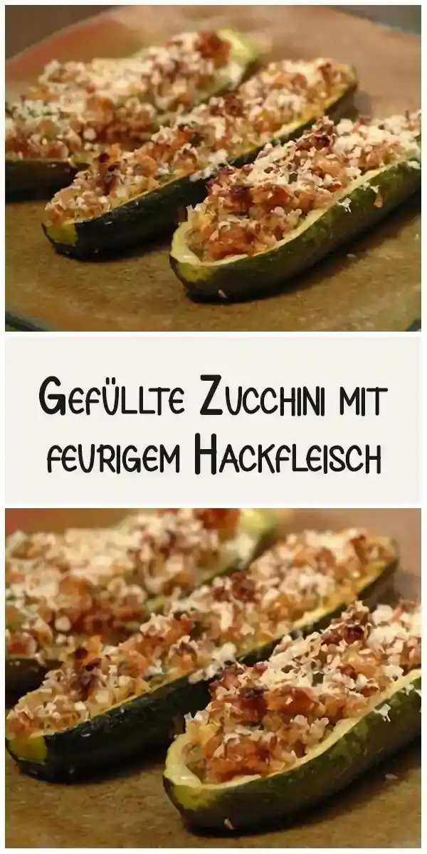 Gefüllte Zucchini mit feurigem Hackfleisch