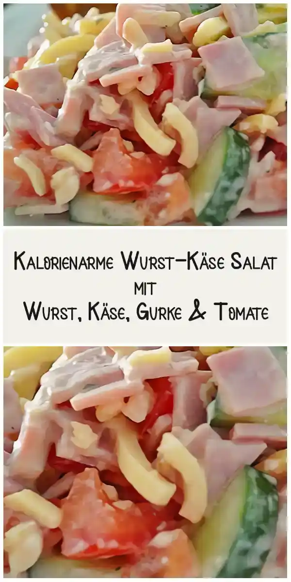 Kalorienarme Wurst-Käse Salat mit Wurst, Käse, Gurke und Tomate