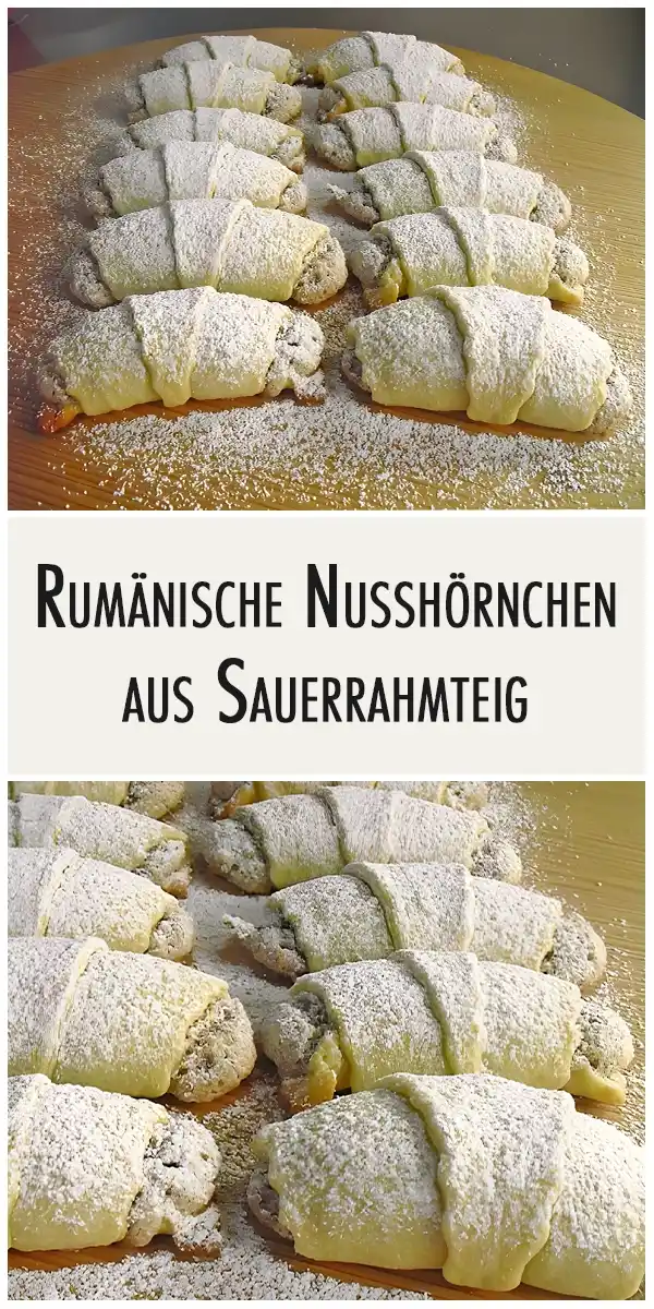 Rumänische Nusshörnchen aus Sauerrahmteig 1 Rumänische Nusshörnchen aus Sauerrahmteig