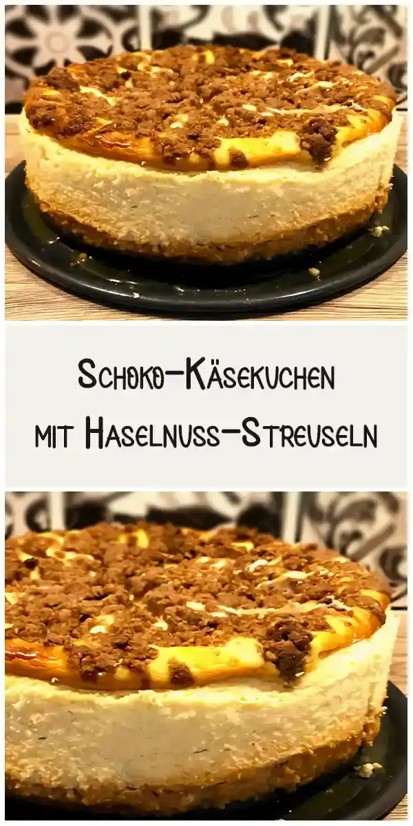 Schoko-Käsekuchen mit Haselnuss-Streuseln (zuckerfrei)