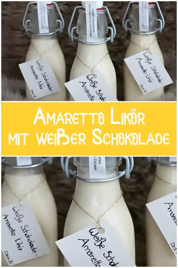 Amaretto Likör mit weißer Schokolade 1 Amaretto Likoer mit weisser Schokolade