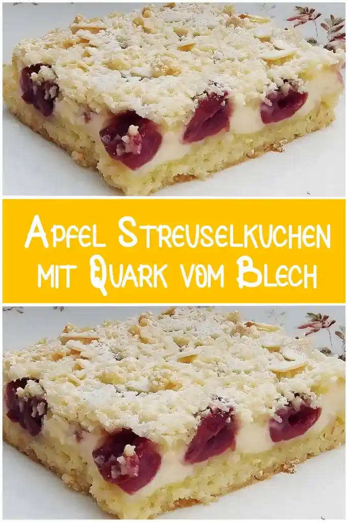 Apfel Streuselkuchen mit Quark vom Blech