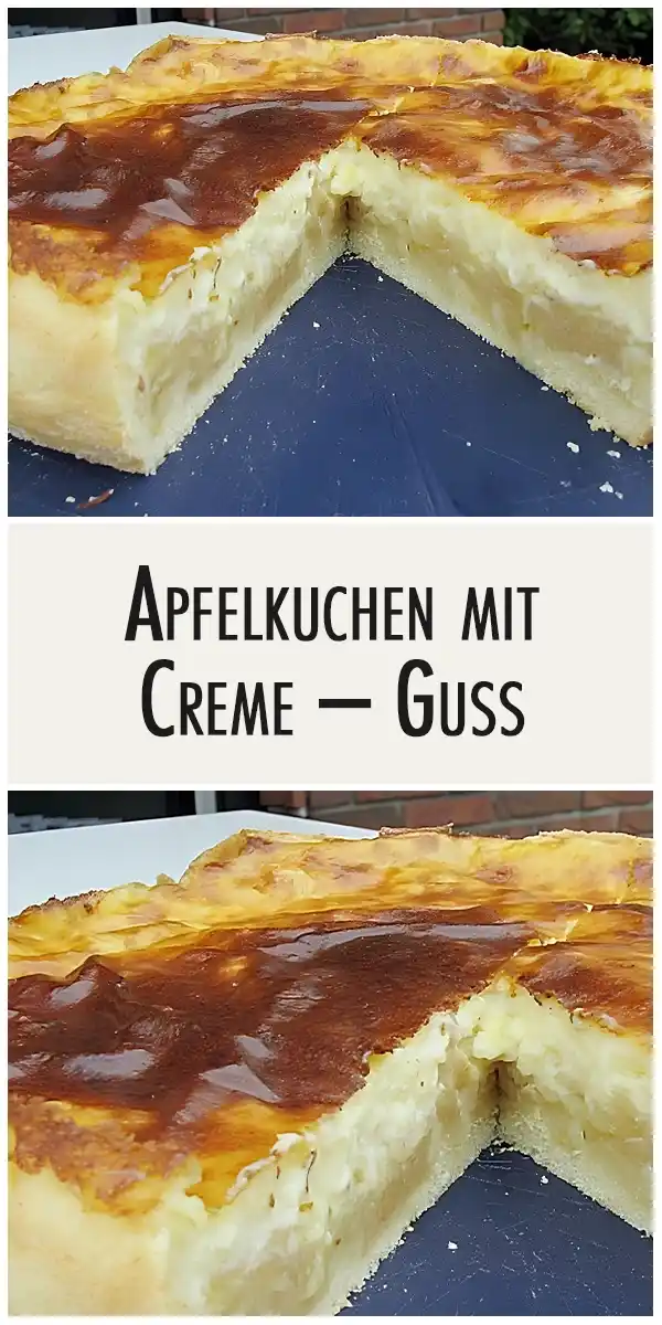 Apfelkuchen mit Creme – Guss 1 Apfelkuchen mit Creme – Guss