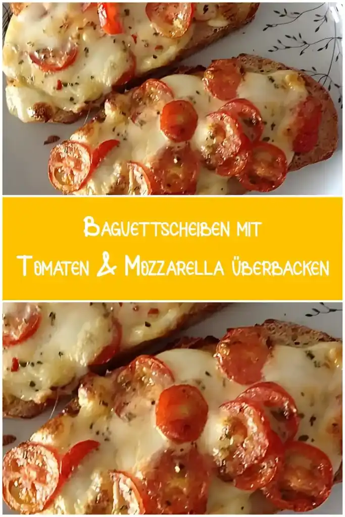 Baguettscheiben mit Tomaten &amp; Mozzarella überbacken