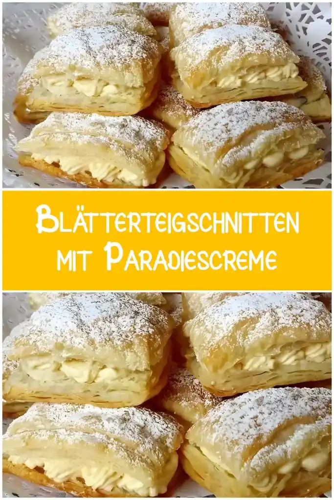 Blätterteigschnitten mit Paradiescreme 1 Blaetterteigschnitten mit Paradiescreme