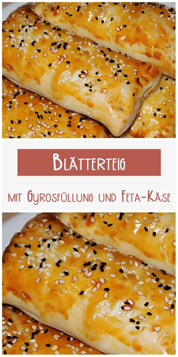 Blätterteig mit Gyrosfüllung und Feta-Käse