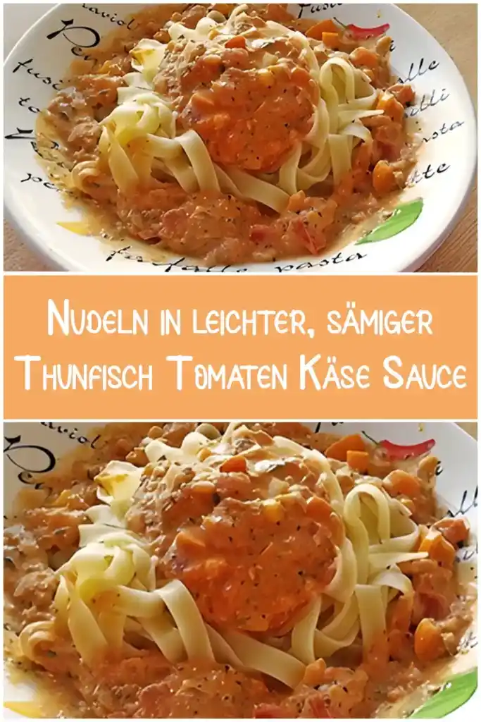 Nudeln in leichter, sämiger Thunfisch Tomaten Käse Sauce