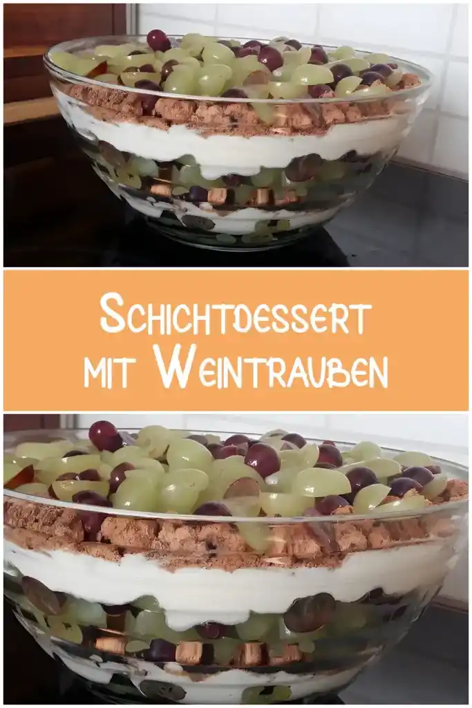 Schichtdessert mit Weintrauben