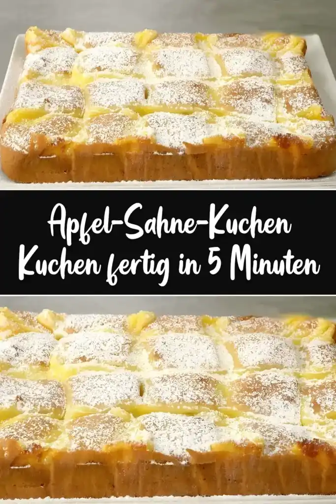 Apfel-Sahne-Kuchen – Kuchen fertig in 5 Minuten, nur 180 Kcal!