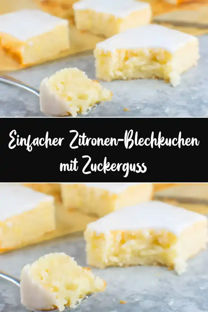 Einfacher Zitronen-Blechkuchen mit Zuckerguss (vegan) 1 Einfacher Zitronen Blechkuchen mit Zuckerguss
