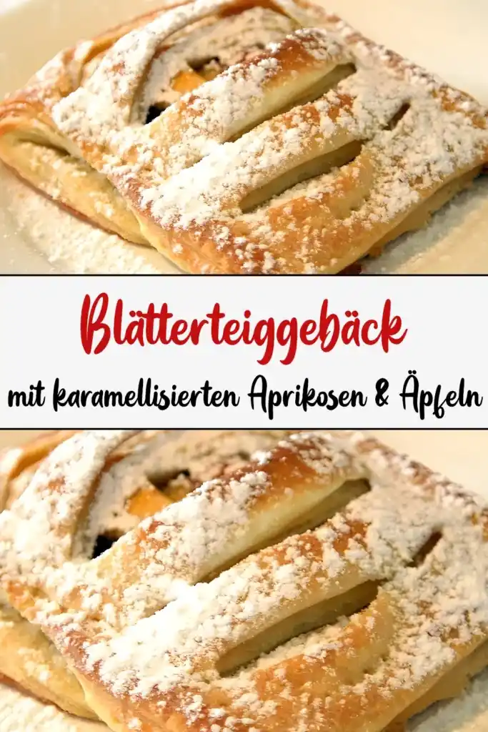 Blaetterteiggebaeck mit karamellisierten Aprikosen und Aepfeln1