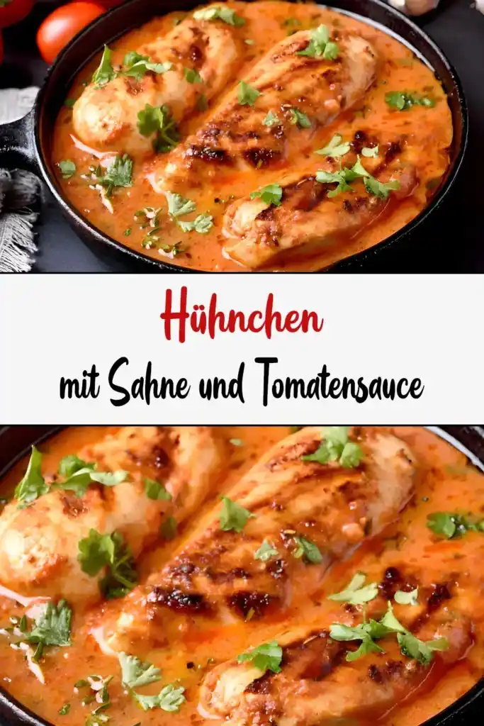 Hühnchen in Sahne-Tomatensauce 1 Hühnchen mit Sahne-Tomatensauce