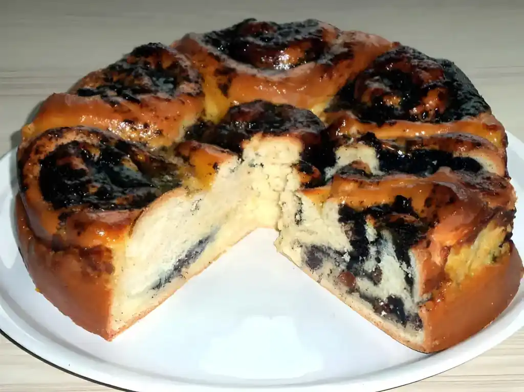Rosenkuchen mit Vanillepudding und Nuss- oder Mohnfüllung 8 Rosenkuchen Rezept W2xEX 2x