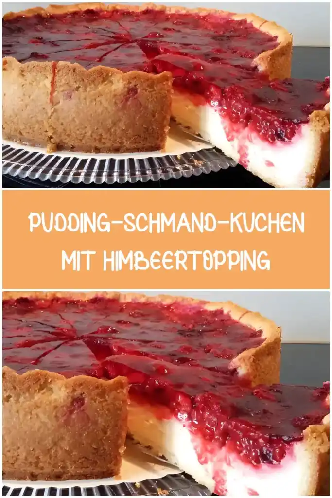 Pudding-Schmand-Kuchen mit Himbeertopping