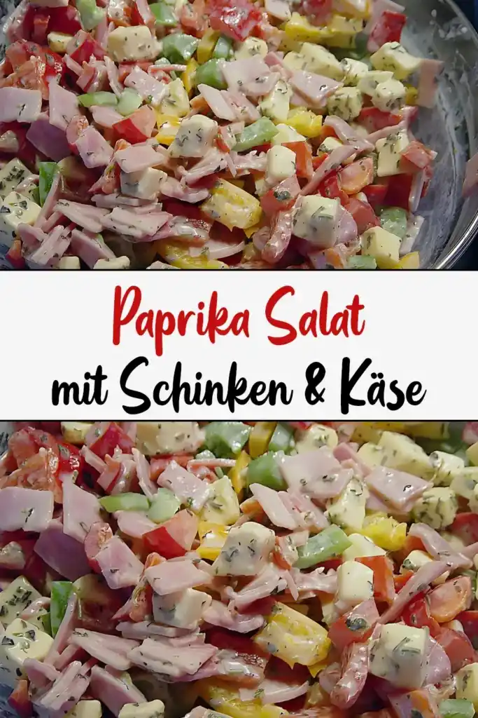 Paprika-Salat mit Schinken und Käse 1 Paprika-Salat mit Schinken und Käse