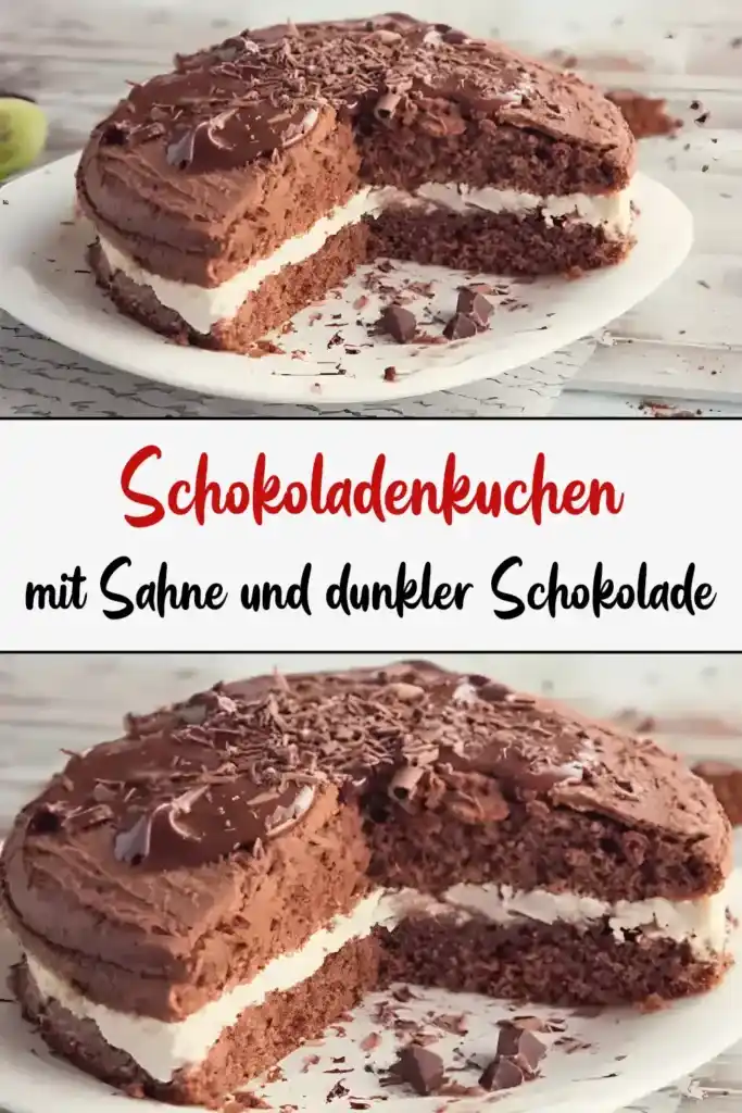Verlockender Schokoladenkuchen mit Sahne und dunkler Schokolade 1 Schokoladenkuchen mit Sahne und dunkler Schokolade1