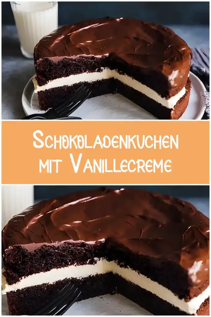 Schokoladenkuchen mit Vanillecreme 1 Schokoladenkuchen mit Vanillecreme