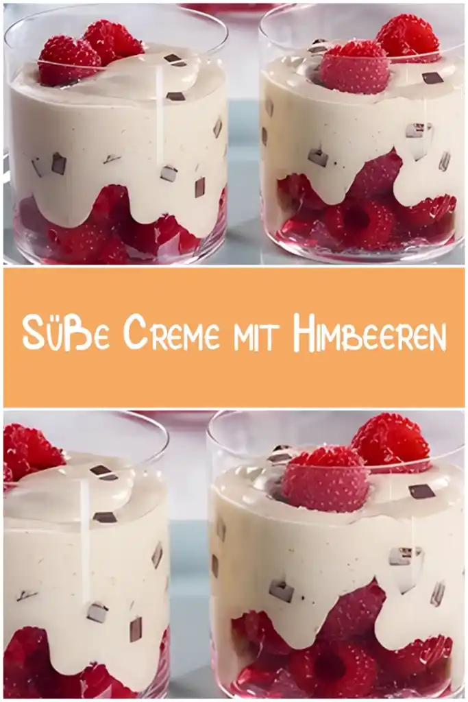 Süße Creme mit Himbeeren 1 Suesse Creme mit Himbeeren