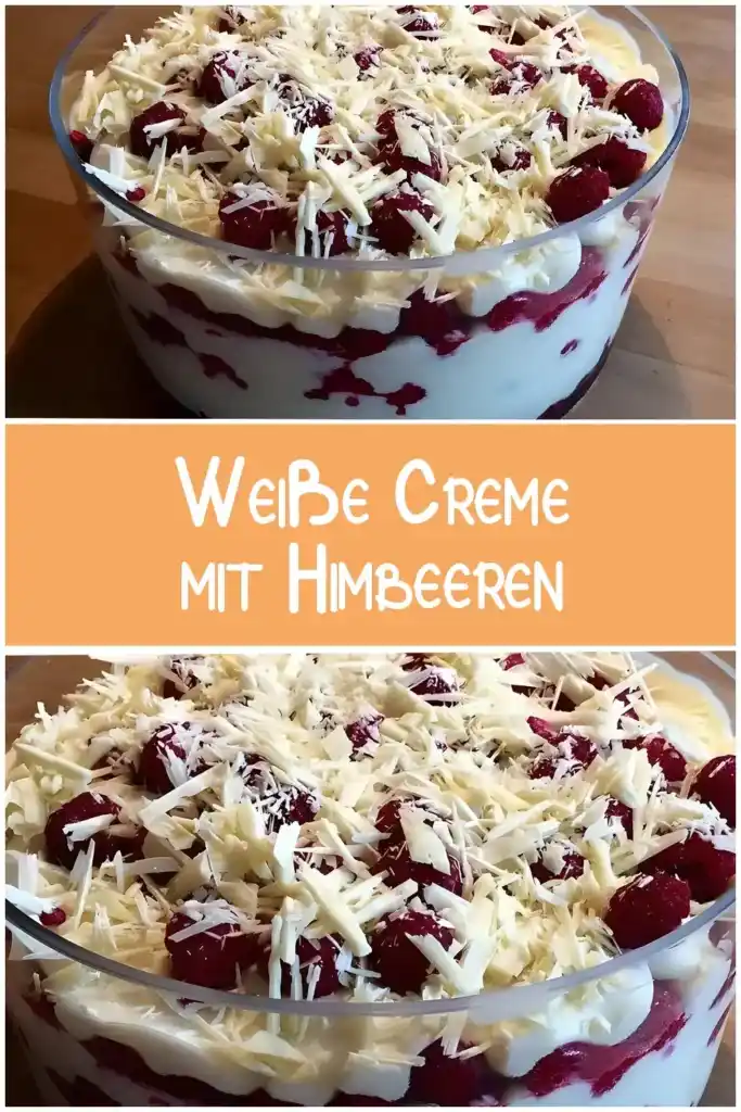 Weiße Creme mit Himbeeren 1 Weisse Creme mit Himbeeren