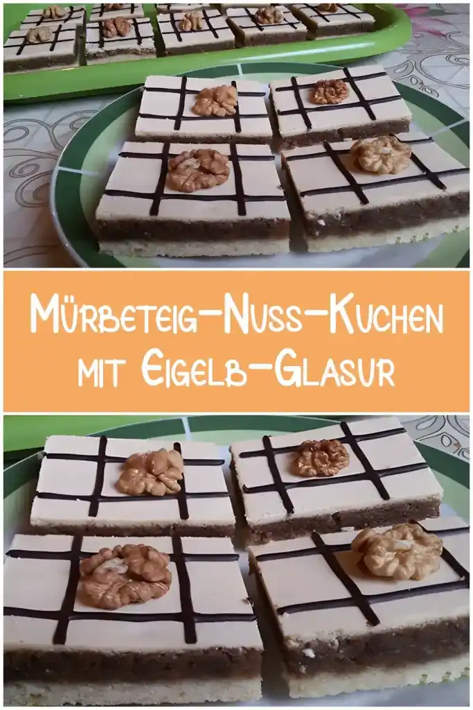 Mürbeteig-Nuss-Kuchen mit Eigelb-Glasur