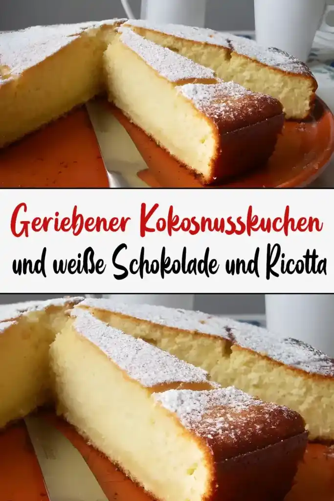 Geriebener Kokosnusskuchen mit weißer Schokolade und Ricotta 1 Geriebener Kokosnusskuchen und weisse Schokolade und Ricotta1