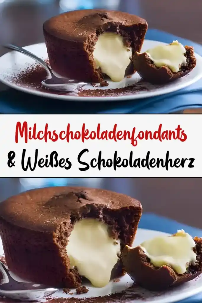 Milchschokoladenfondants & Weißes Schokoladenherz 1 Milchschokoladenfondants Weisses Schokoladenherz1