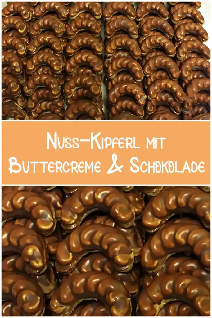 Nuss-Kipferl mit Buttercreme und Schokolade