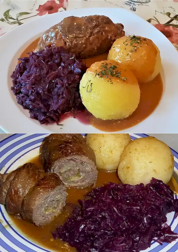 Omas Rinderrouladen mit Speck Guerkchen Zwiebeln und